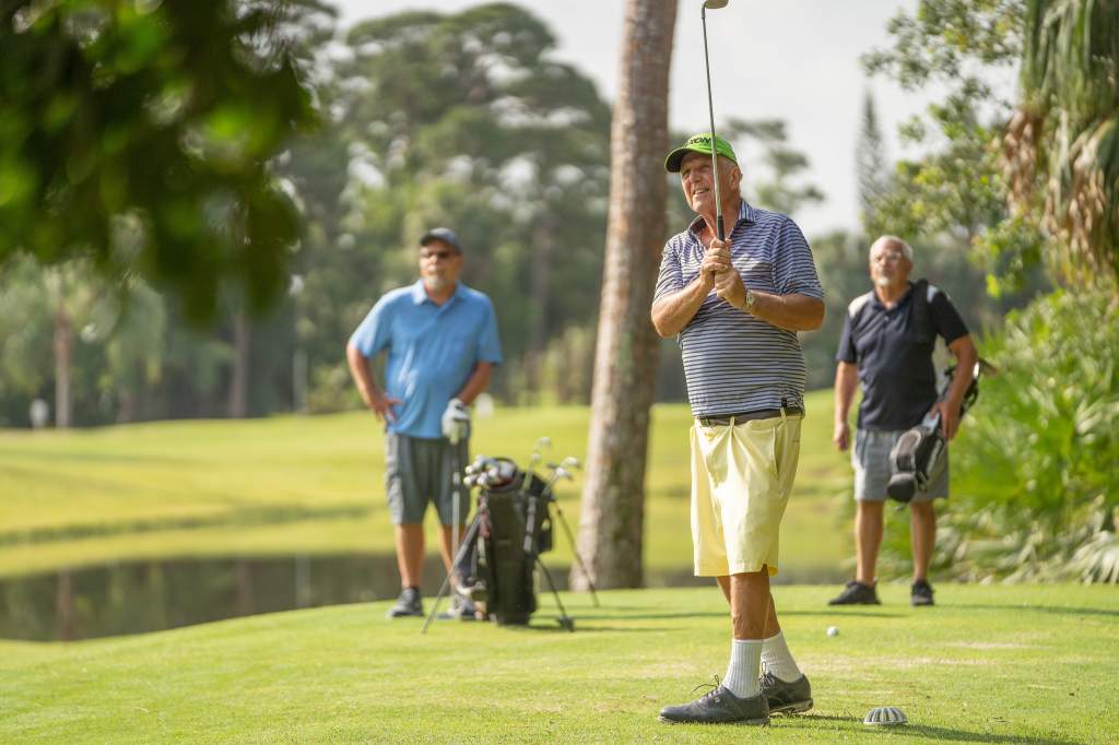 Residents playing golf