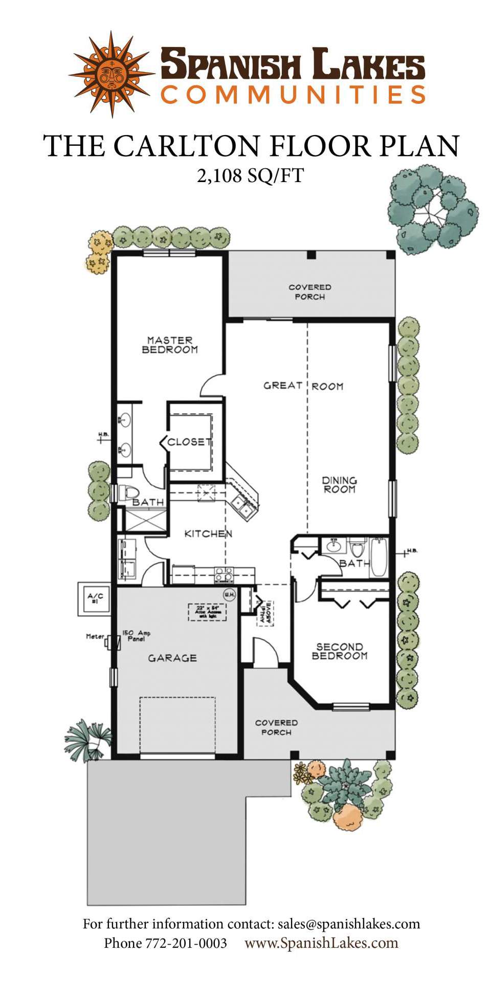 Spanish Lakes Communities: The Carlton Floor Plan, 2,108 sq ft