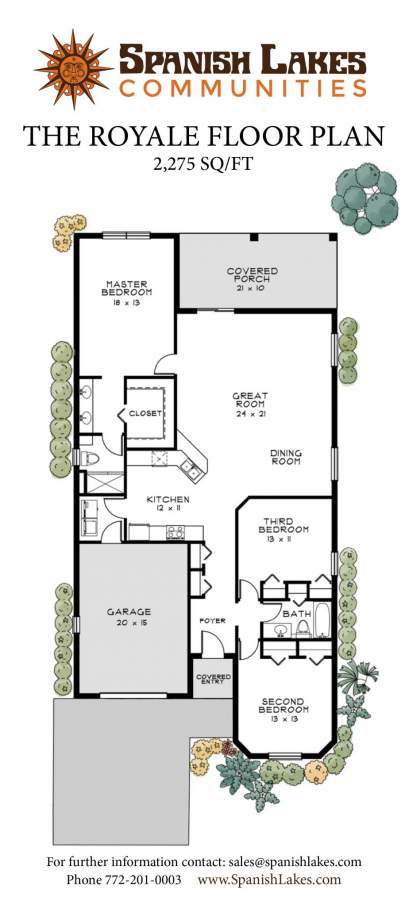 Spanish Lakes Communities: The Royale Floor Plan, 2,275 sq ft