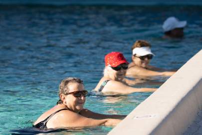 Residents enjoying pool