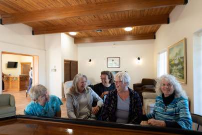 Group of residents talking and laughing