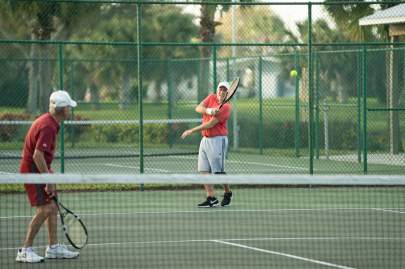 Residents playing tennis