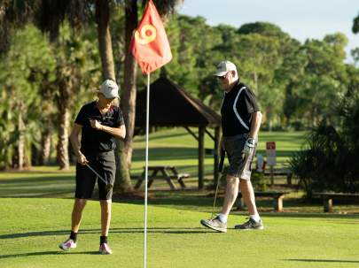 Residents playing golf