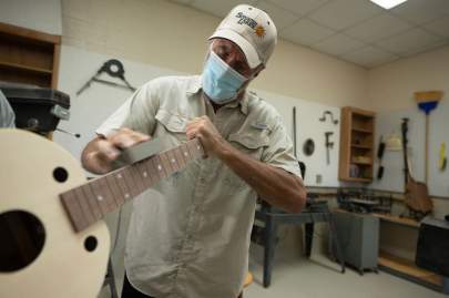 Resident doing woodwork