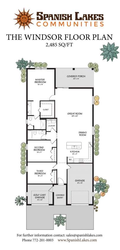 Spanish Lakes Communities: The Windsor Floor Plan, 2,485 sq ft